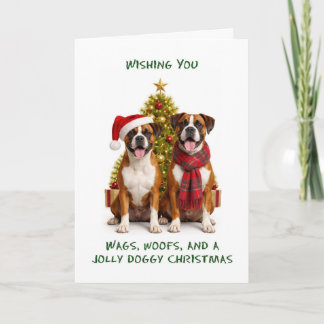 Boxers Dogs Christmas Holiday Card