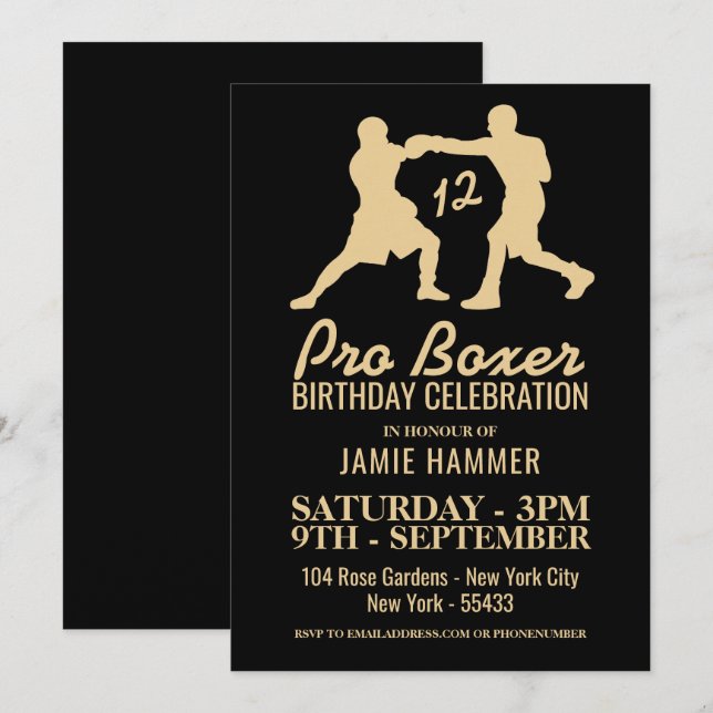 Boxers Silhouette Birthday Party Invitation (Front/Back)