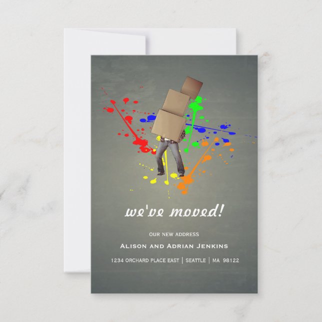 Boxes and Paint Splatter | Change of Address Announcement (Front)