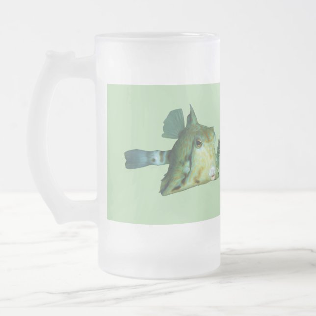Boxfish - Abstract Design - Cut out of a photo | Frosted Glass Beer Mug (Left)