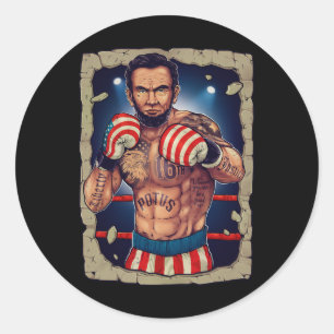 Boxing Abe Lincoln 4th Of July Shirt Abe Lincoln J Classic Round Sticker