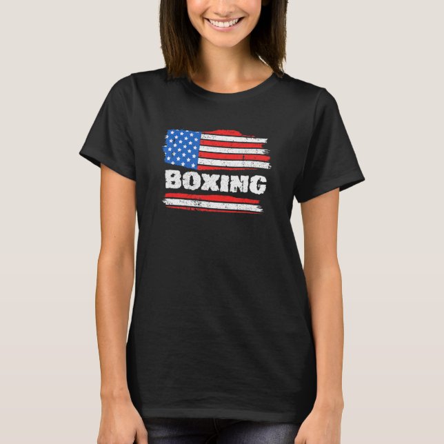 Boxing American Flag Patriotic Boxer Coach Fighter T-Shirt (Front)