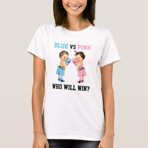 Boxing Babies Boy Girl Gender Reveal Blue or Pink T-Shirt