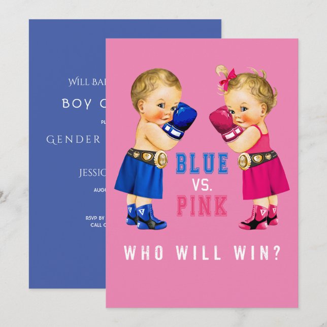 Boxing Babies Gender Reveal Party Invitation (Front/Back)