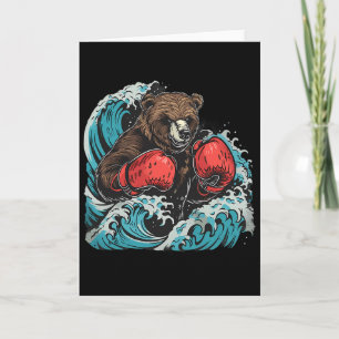 Boxing Bear Lover Boxing Gloves Kickboxing Funny B Card
