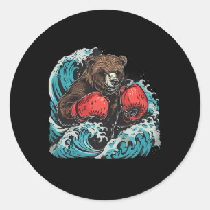 Boxing Bear Lover Boxing Gloves Kickboxing Funny B Classic Round Sticker