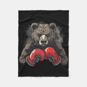 Boxing Bear Lover Boxing Gloves Kickboxing Funny B Fleece Blanket
