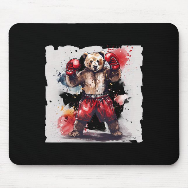 Boxing Bear Lover Boxing Gloves Kickboxing Funny B Mouse Mat (Front)