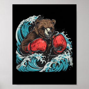 Boxing Bear Lover Boxing Gloves Kickboxing Funny B Poster