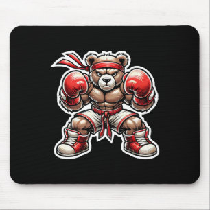 Boxing Bear Martial Arts Street Grizzly Muay Thai Mouse Mat