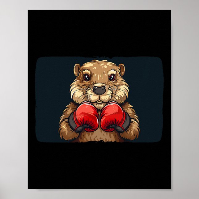 Boxing Beaver Emblem For A Strong And Confident Ap Poster (Front)