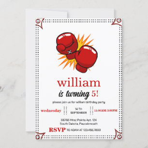 boxing birthday 5th 4th 6th 7th 8th 9th 10th invitation
