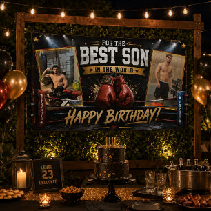 Boxing Birthday Banner for Son Photo Collage