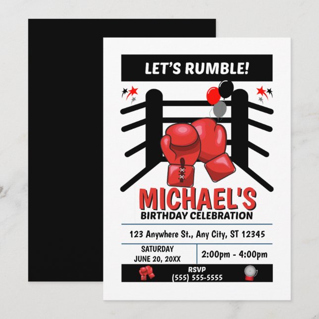 Boxing Birthday Party Invitation (Front/Back)