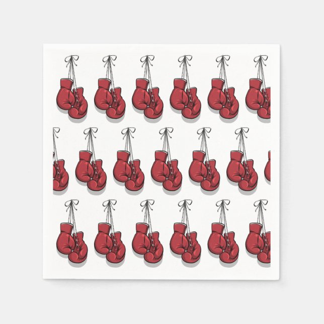 Boxing Birthday Party Red Gloves Napkin (Front)