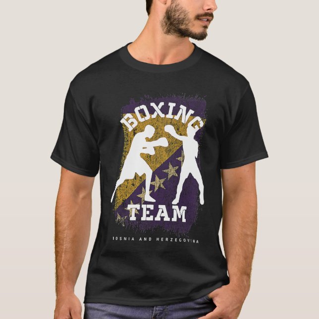 Boxing Bosnia & Herzegovina Combat Sports Fighter  T-Shirt (Front)