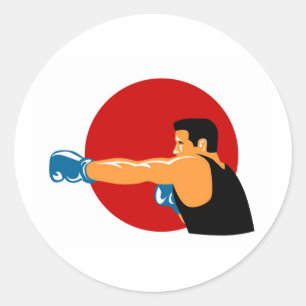 boxing boxer fighter fighting knockout punch classic round sticker