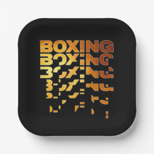 Boxing Boxer Graphic Word Art Paper Plate