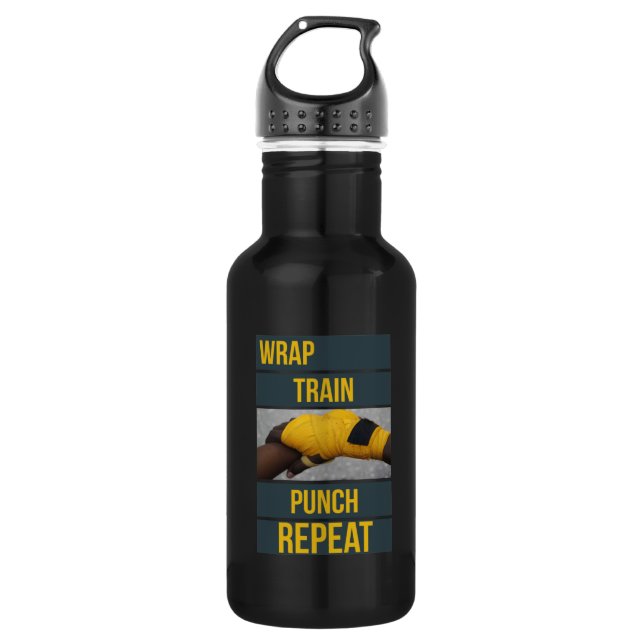 Boxing Boxer Training Quote Wrap Train Repeat 532 Ml Water Bottle (Front)