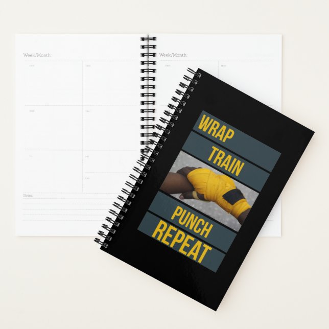 Boxing Boxer Training Quote Wrap Train Repeat Planner (Display)
