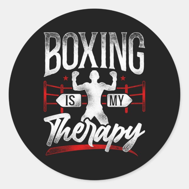 Boxing Boxing Is My Therapy Classic Round Sticker (Front)