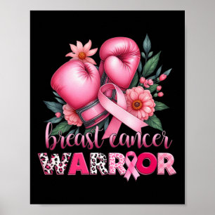 Boxing Breast Cancer Warrior Pink Breast Cancer Aw Poster