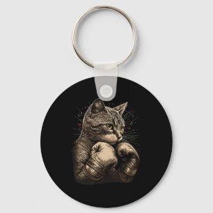 Boxing Cat Boxer Funny Cat Graphic For Men Women G Key Ring