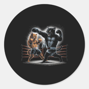 Boxing Cats Kitty Boxing Lovers Graphic Design Classic Round Sticker