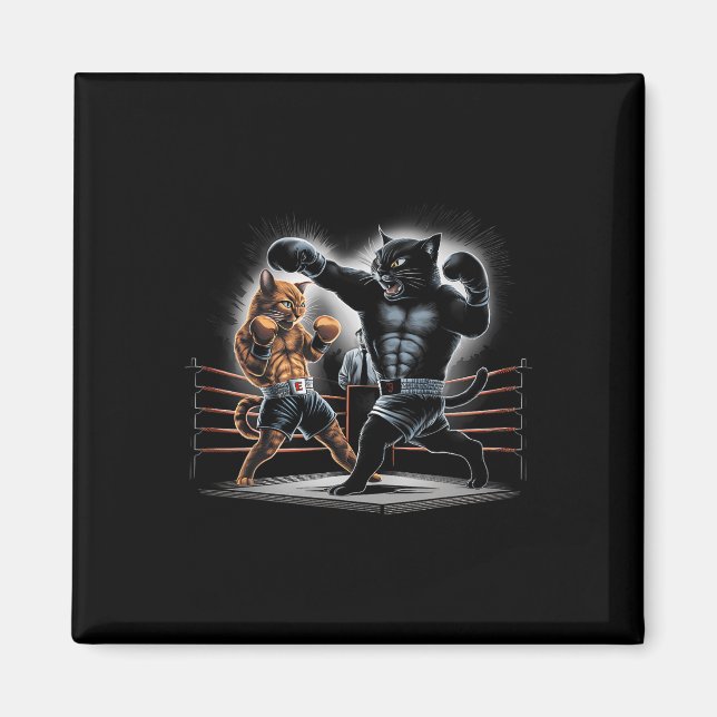 Boxing Cats Kitty Boxing Lovers Graphic Design  Magnet (Front)