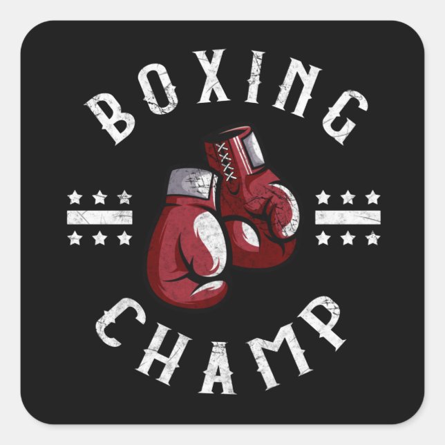Boxing Champ Box Sports Martial Arts Fighter Square Sticker (Front)