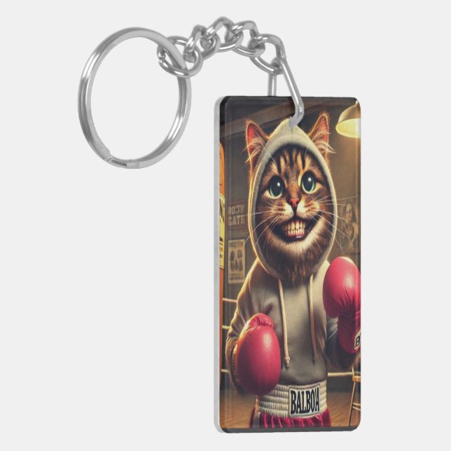Boxing Champ? - Cat with boxing gloves Key Ring (Front Left)