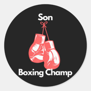 Boxing Champ Son Boxing Gloves Childs Day Classic Round Sticker