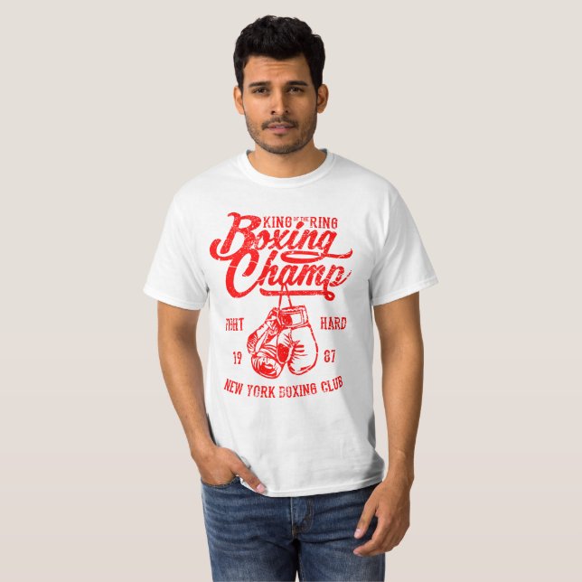 Boxing Champ: Vintage Boxing Design T-Shirt (Front Full)