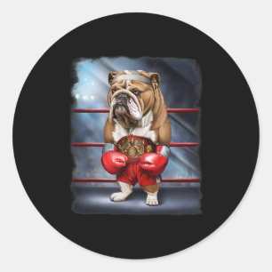 Boxing Champion English Bulldog Fighter Classic Round Sticker