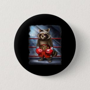 Boxing Champion Racoon Fighter 6 Cm Round Badge