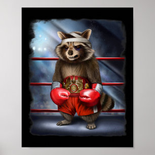 Boxing Champion Racoon Fighter Poster