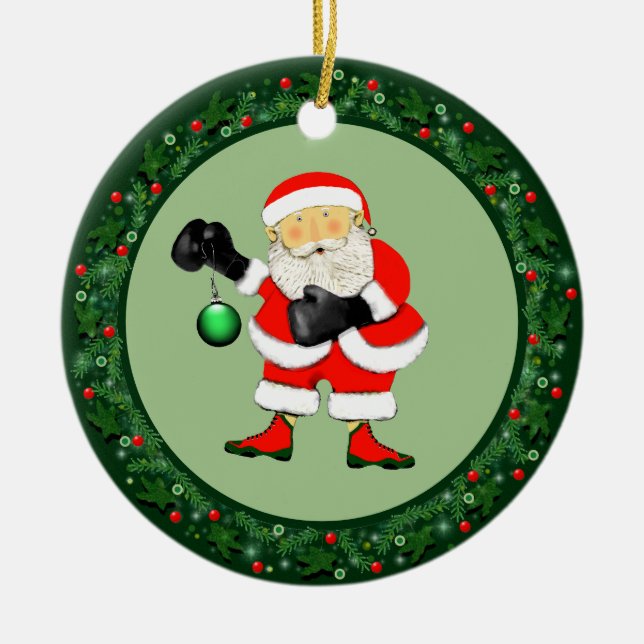 Boxing Christmas Collectable Ceramic Tree Decoration (Front)