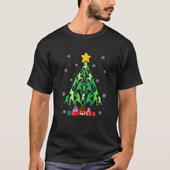 Boxing Christmas Tree Funny Sports Lover Xmas Paja T-Shirt (Front)
