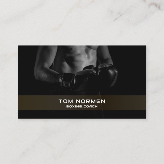 Boxing Coach Personal Trainer Gym Business Card (Front)