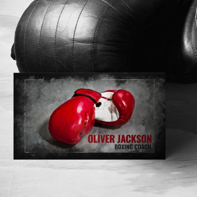 Boxing coach Red Gloves Drawing Business Card (Creator Uploaded)