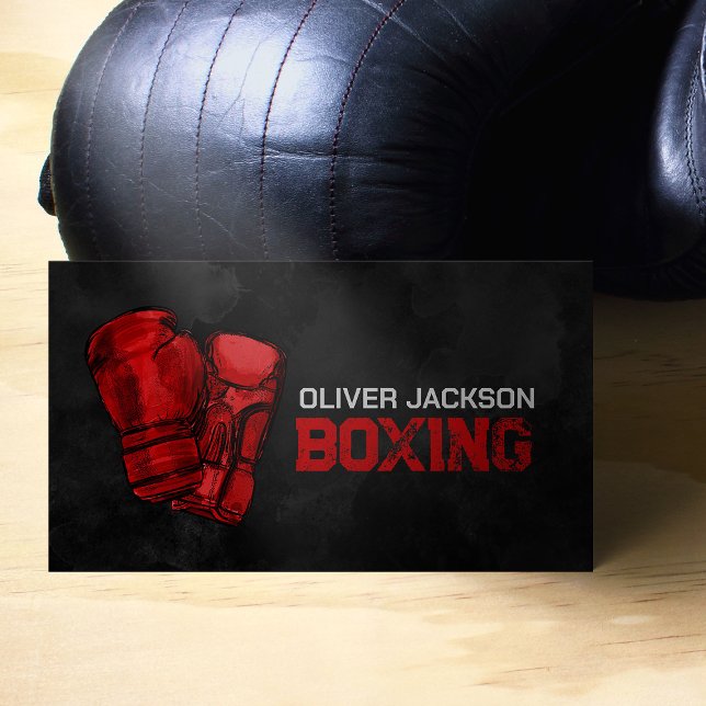 Boxing coach red gloves watercolor drawing business card (Creator Uploaded)