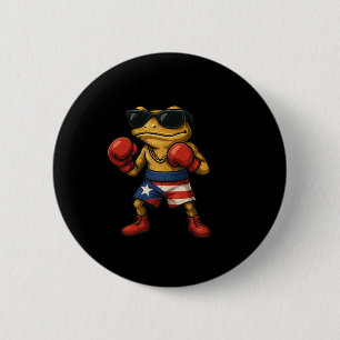 Boxing Coqui Puerto Rican Flag Sungles Boricua Fun 6 Cm Round Badge