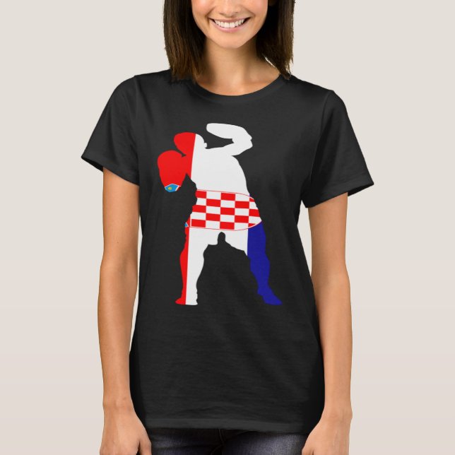 Boxing Croatia Flag Men Boys Box Male Competitive  T-Shirt (Front)