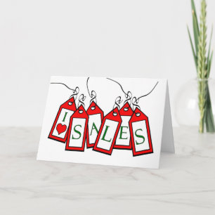 Boxing Day, I Heart Sales, Red Sale Tags Holiday Card