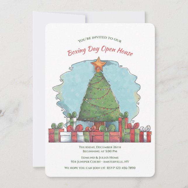Boxing Day Tree Invitation (Front)