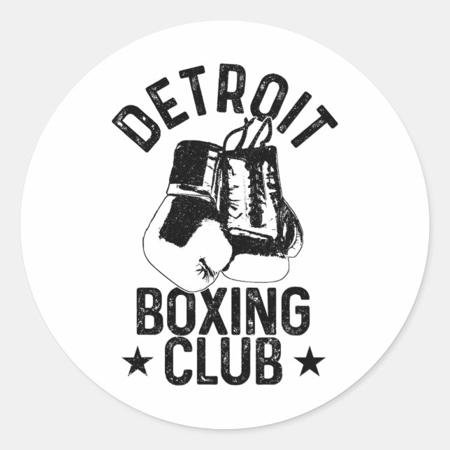 Boxing Detroit Michigan Martial Arts Boxer 1  Classic Round Sticker (Front)
