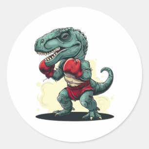 Boxing Dinosaur Boxer Dino Kickboxing T-rex Boxing Classic Round Sticker