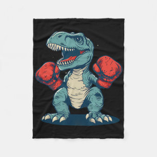Boxing Dinosaur Boxer Dino Kickboxing T-rex Boxing Fleece Blanket