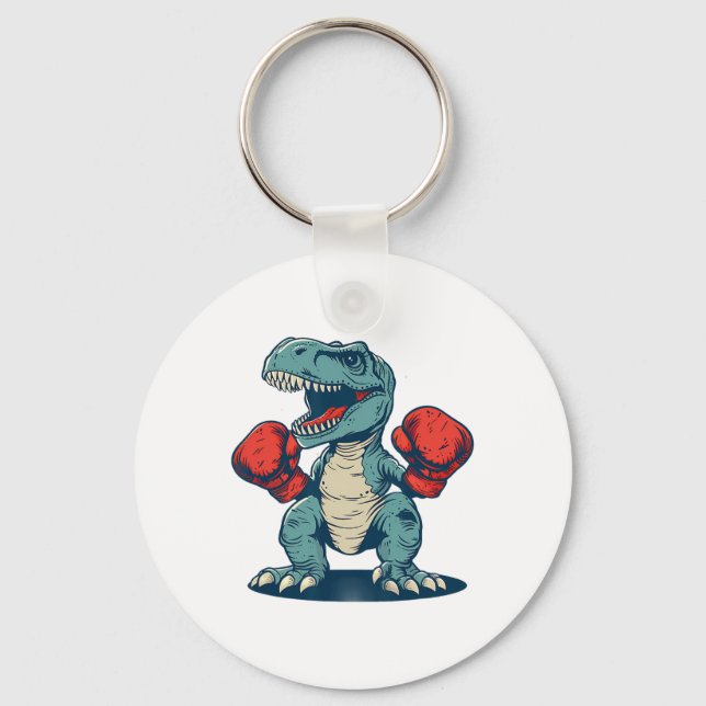 Boxing Dinosaur Boxer Dino Kickboxing T-rex Boxing Key Ring (Front)