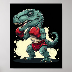 Boxing Dinosaur Boxer Dino Kickboxing T-rex Boxing Poster